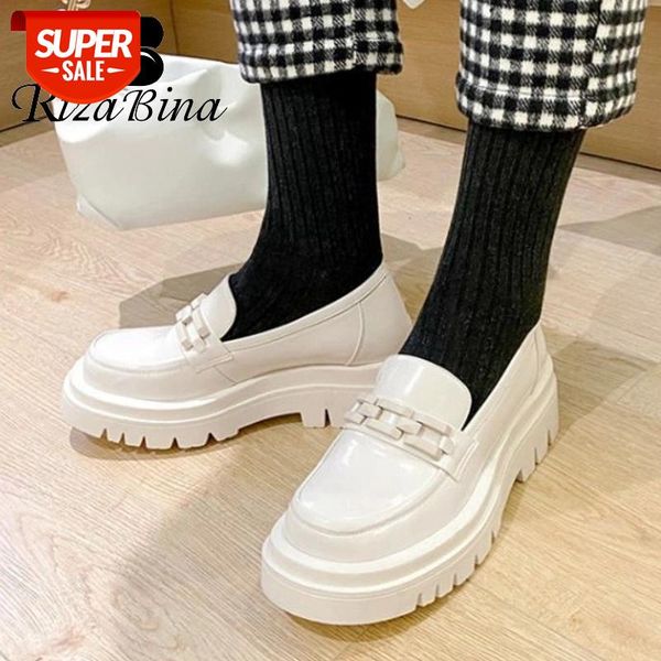 

rizabina women fashion real leather falts round toe slip on shoes chain loafers spring shoes casual ladies footwear size 34-40 #ep8i