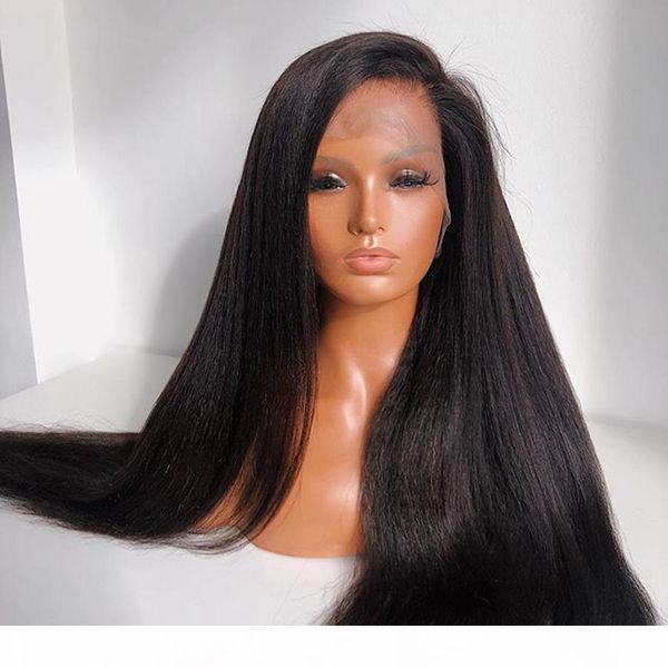 

italian yaki straight 360 frontal human hair lace front wigs pre plucked hairline natural color yaki straight full lace wigs for black women
