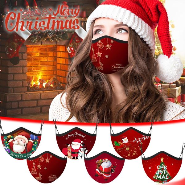 

mscara de navidad fast delivery headband christmas fashion washable floral printing adjustable breathable masks masque wmtxpl