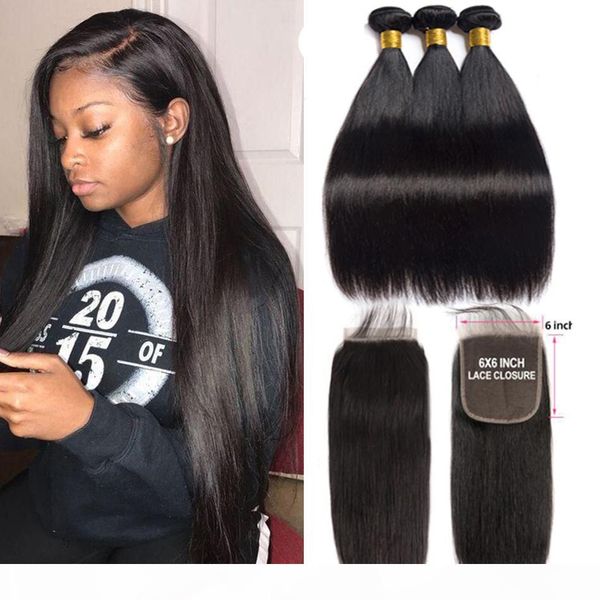 

malaysian virgin hair body wave bundles with closure 4 pcs lot malaysian human hair weave bleach knots 3 bundles with 6x6 lace closure, Black;brown