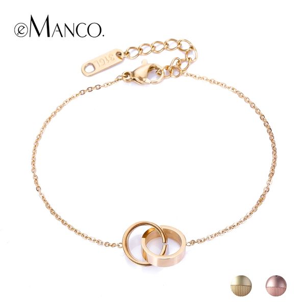 

emanco femme friendship bracelets stainless steel pendant bracelets for women gold color cross circle charm bracelet jewelry y200323, Golden;silver