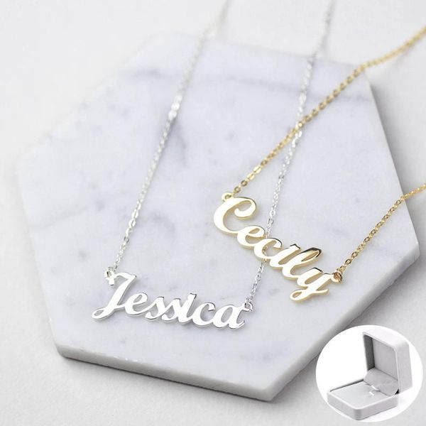

pendant necklaces custom jewelry stainless steel name necklace fashion cursive letter choker for women babygirl birthday gift bff, Silver