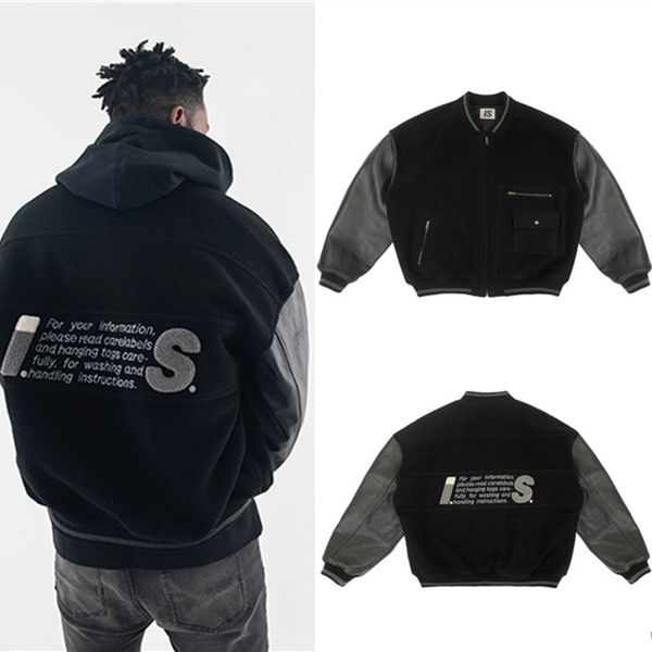 

2021fw baseball jacket men women 1 quality coat skin sleeve jackets, Black;brown