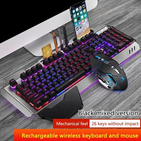 

k680 wireless gaming keyboard and mouse backlight metal panel rechargeable rgb backlit gamer mouse waterproof keyboard kit1