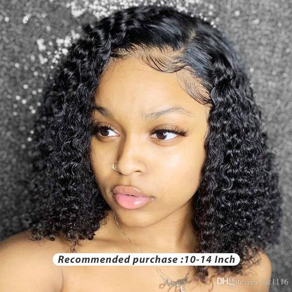 

jerry curly bob wigs lace front human hair wigs brazilian remy hair kinky curly bob wigs deep wave wig short hair water wig full, Black;brown