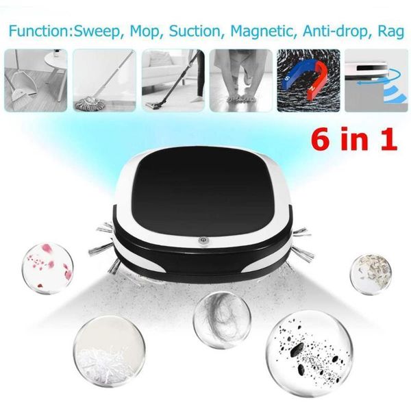 

6 in 1 rechargeable smart robot vacuum cleaner dry wet sweeping cordless auto dust floor sweeper machine for home cleaning tool1