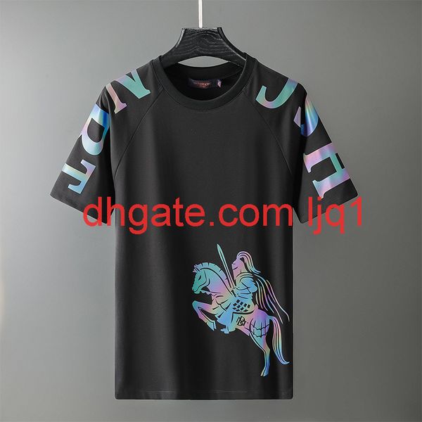 

tuishang men's wear 2021 new european men's t-shirt british style laser knight element letter short sleeve t-shirt men, White;black