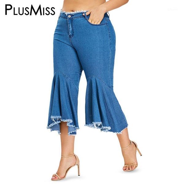 

plusmiss plus size 5xl blue skinny flare jeans mom xxxxl xxxl xxl female big size cropped denim capri short jeans pants women1