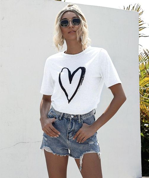 

harajuku print love heart summer woman tshirts short sleeve white tee shirt femme korean fashion clothing 2020 y0238a