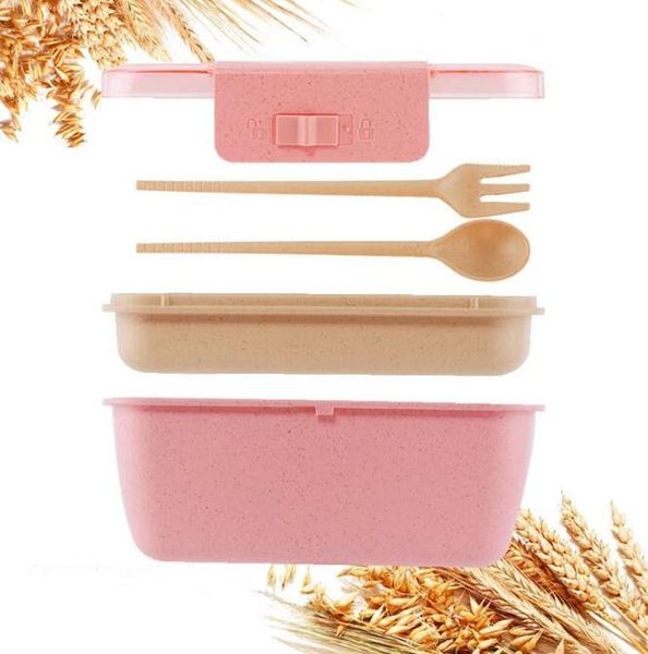 

800ml healthy material lunch box double layer wheat straw bento boxes microwave dinnerware food storage container lunchbox wmtkdi mywjqq
