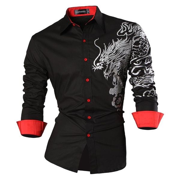 

sportrendy men's shirt dress casual long sleeve slim fit fashion dragon stylish jzs041 220303, White;black