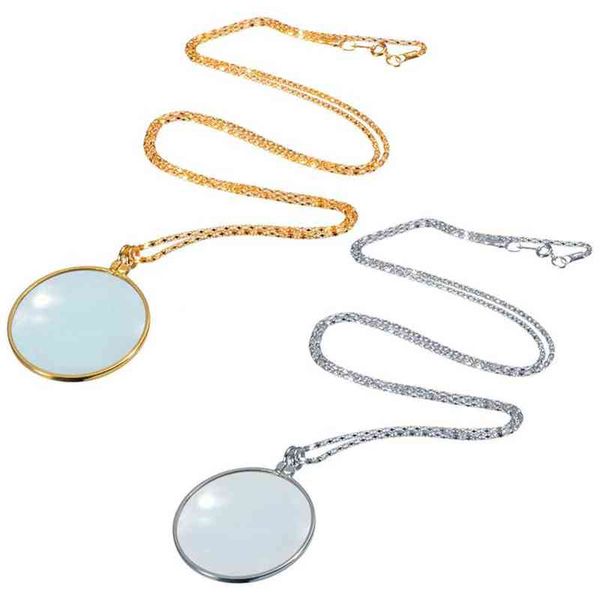 Collana monocolo decorativa con lente d'ingrandimento 5x Pendente con lente d'ingrandimento Collana a catena placcata oro per gioielli da donna G220310