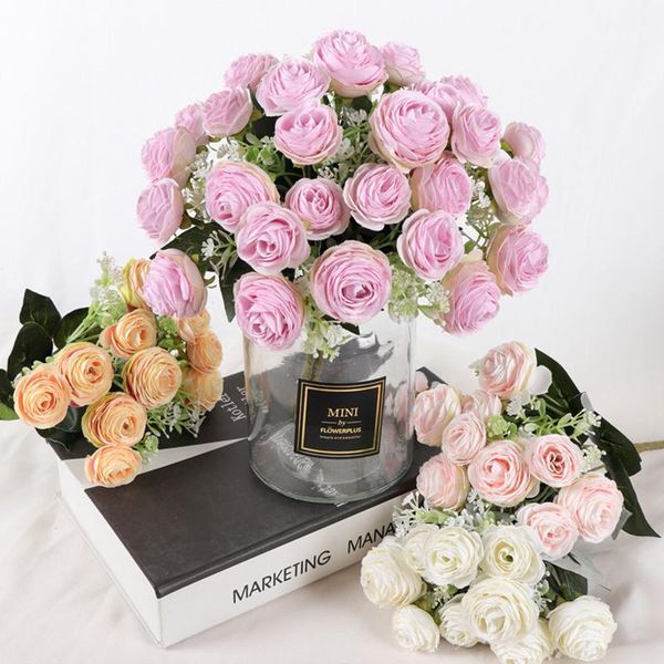 

10 head/bouquet artificial rose flower silk real touch fake flowers for wedding party home garden decoration valentines day gift