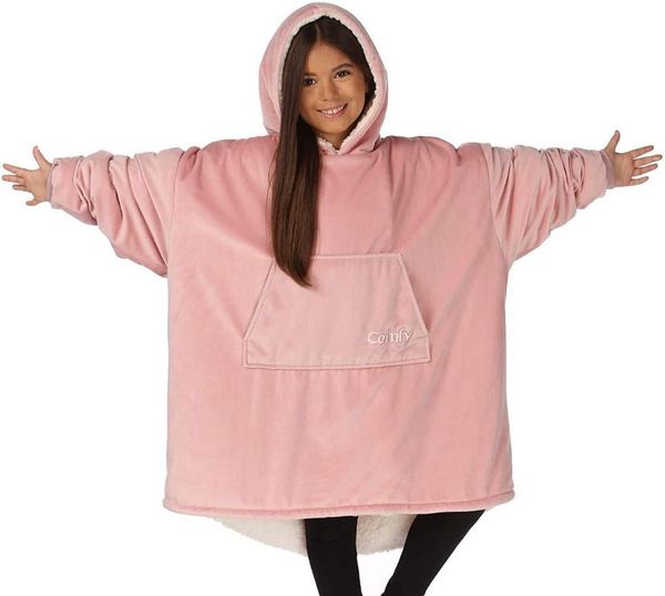 

furry oversized sweatshirt women hoodies letter printing lazy tv blanket loose and fleece warm long-sleeve hoody, Black