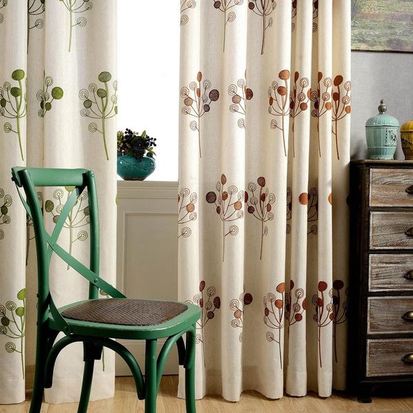 

curtain & drapes factory direct sale cloth modern simple pastoral chinese cotton embroidered window yarn fabric