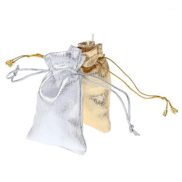 

gift wrap 50pcs/lot 7 * 9cm drawstring bags gold and silver accessories small1