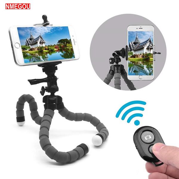 

mini flexible sponge ocs tripod stand holder clip with bluetooth remote shutter for cell phone camera selfie stick