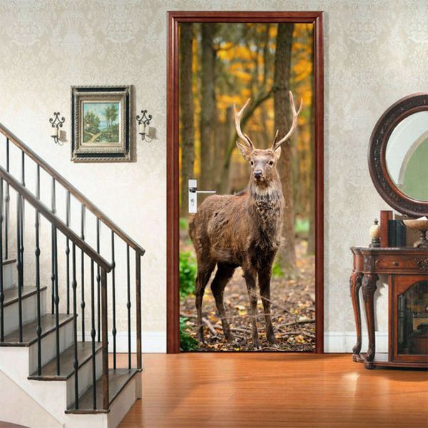 

amj magic set creative environmental protection 3d fawn renovate self adhive bedroom wall stickers