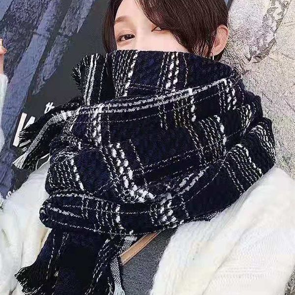 

large size miscellaneous cashmere scarf shawl autumn winter night market, Blue;gray