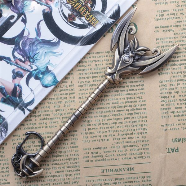 

weapon league of legends 17cm keyring the game fae sorceress lulu dragon rider lol wands model pendant keychain charm gi, Silver