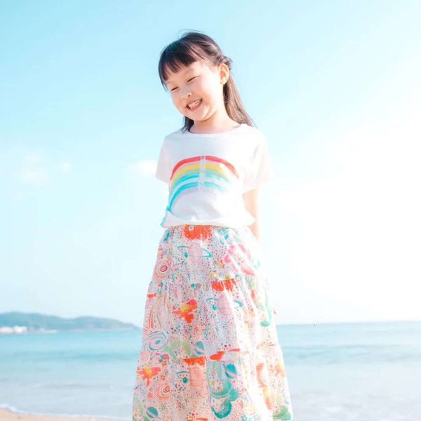

clothing new 2020 girls' star summer children's cotton printed skirt, Blue