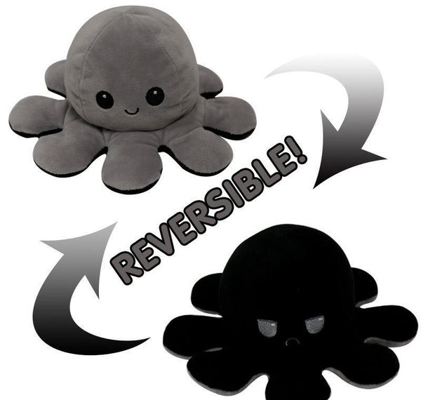 

фаршированные двусторонние экспрессирующие обратимые кукла игрушки octopus 10 * 20 см животных 2020 осьминога горячая новейшая плюшевая пед