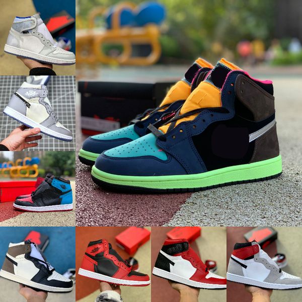 

new high 1 1s basketball shoes men women tie dye og bio hack lightbulb blue unc patent white red black royal twist green toe mocha designer