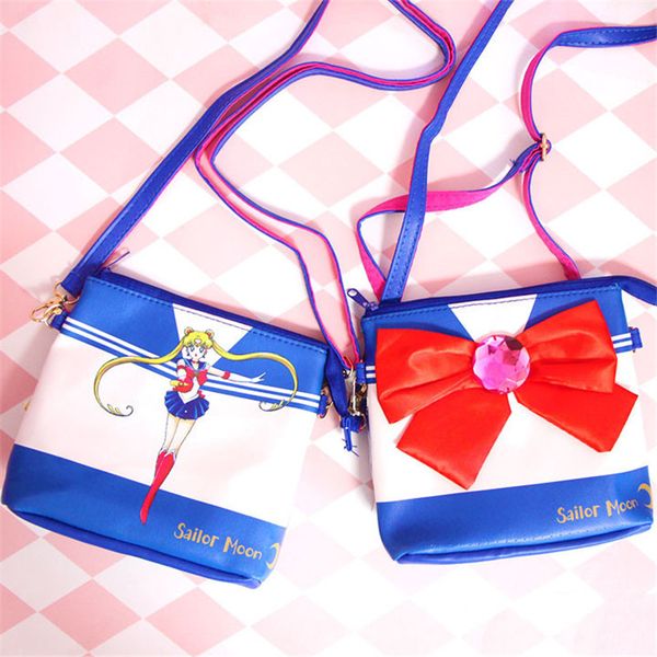 

japanese cute sailor moon pu messenger bag screen mobile phone designer handbag ladies small bag gift