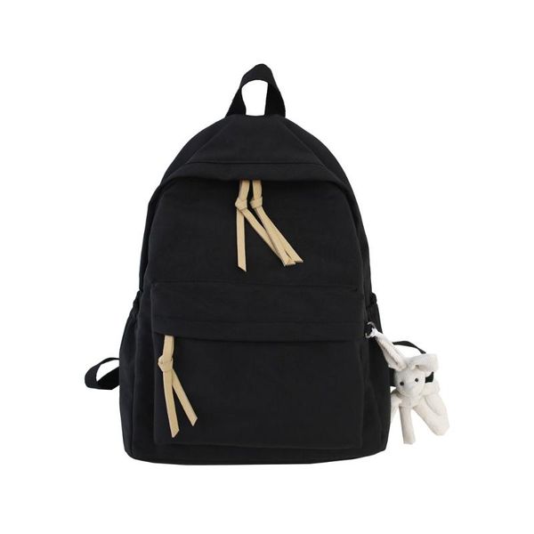 

backpack solid black water proof oxford school bag uncontracted joker leisure or travel preppy style shoulder