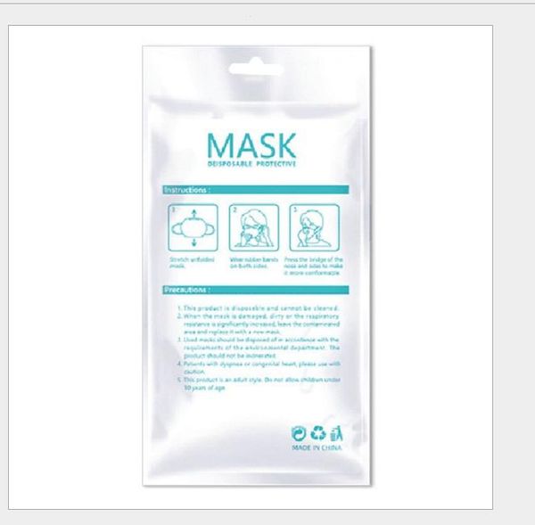 Sacchetti OPP Sacchetti per imballaggio con cerniera Per sacchetto per maschera protettiva usa e getta Sacco per copertura facciale antipolvere a 3 strati Prevenire maschere antibatteriche