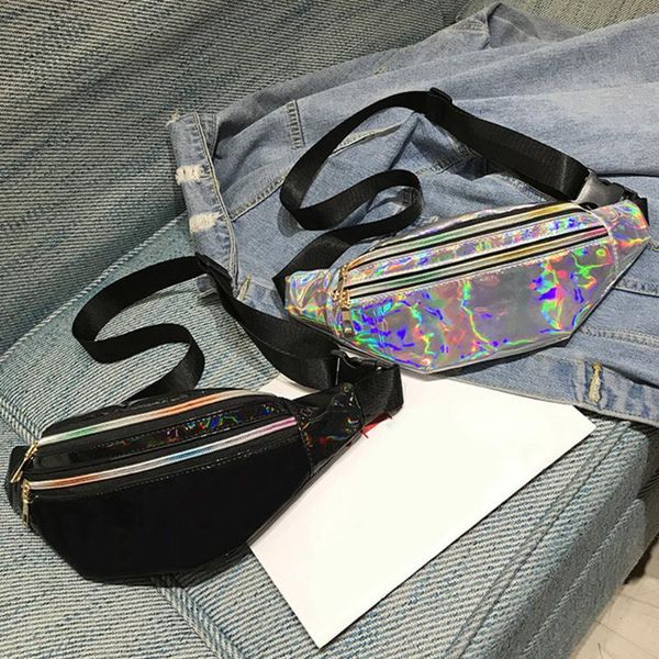 

2020 women fanny pack belt bag shiny neon laser fanny waist bags travel shoulder bag party money pouch holiday