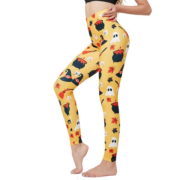

9365 halloween women's high waisted plush thickened elastic leggings, Black