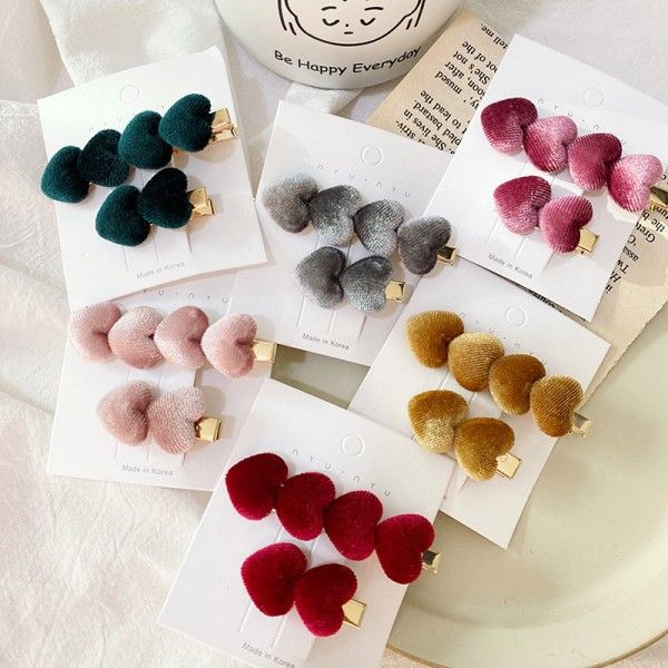 

velvet hair clips set non-slip fully lined heart shape hair barrettes cute hairpins fashion accessories for women girls kimter-c447fz