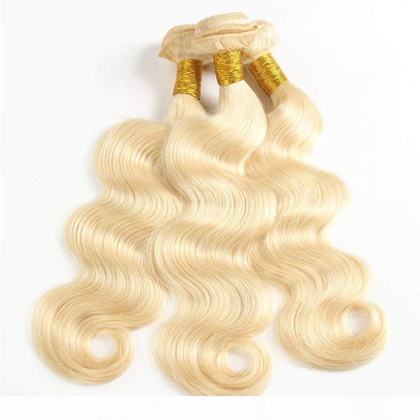 

big stock#613 bleached blonde hair weaves brazilian body wave human hair wefts remy hair bundles 100gram per piece, Black