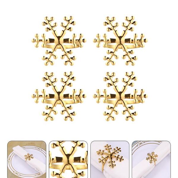 

4pcs christmas snowflake shape napkin rings napkin holders for home (golden) napkin ring christmas birthday jllogy