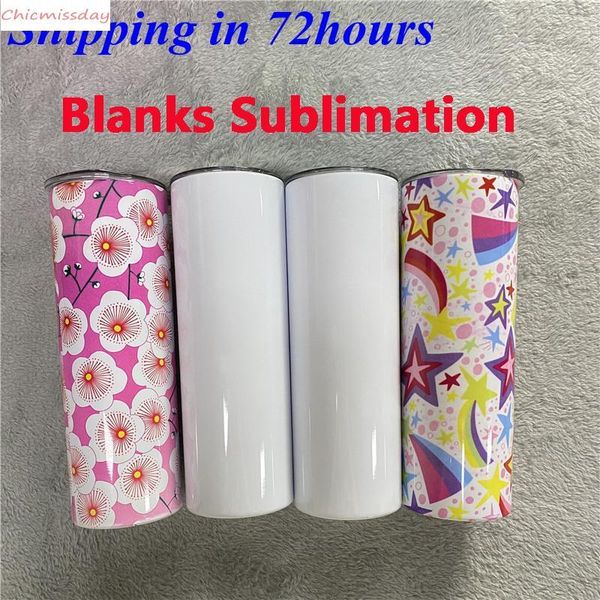 

sublimation skinny tumblers 20oz blank white skinny cup with lid straw 20oz stainless steel drinking cup vacuum insulated mug