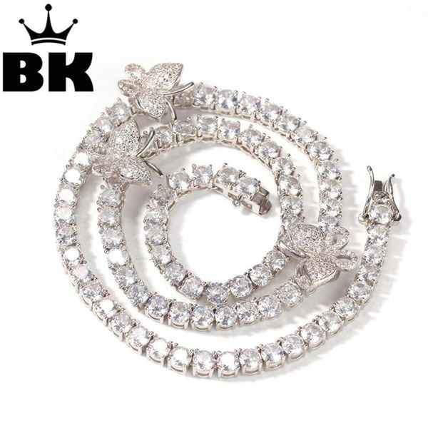 

the bling king 4mm micro mini butterfly cuban cz tennis necklaces chains luxury bling jewelry fashion hiphop for men, Silver