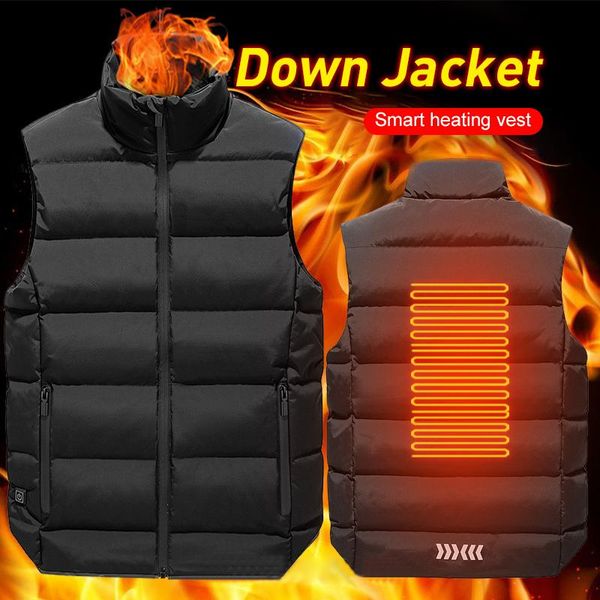 

new heated vest usb electric clothing men's down heating vest graphene heating down jacket thermal winter jacket, Gray;blue