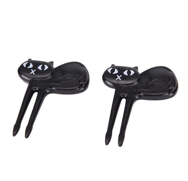 

new 6pcs mini animal fork fruit picks cute cartoon cat children fork bento lunch box decor accessories black color sqcwjup bdenet