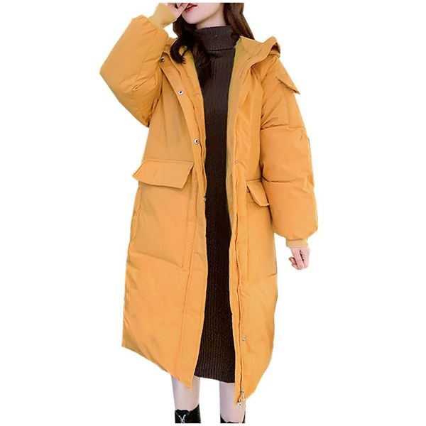 

women winter warm parkas 2020 puffer jacket long cotton-padded product down mid-length loose lady winter clothes woman jacket, Black