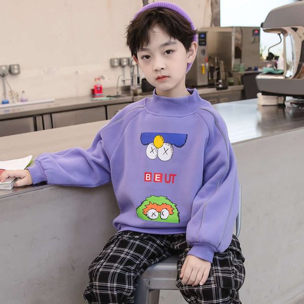 

winter wear men's autumn plush sweater 2020 new middle and large children's foreign sle thickened bottom coat han, Black