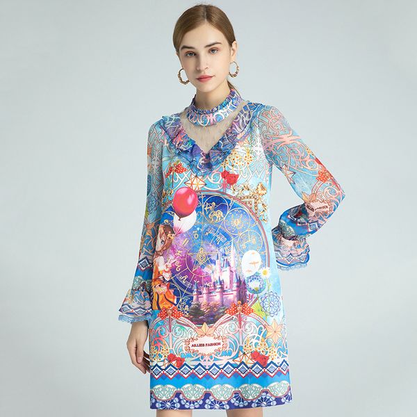 

платье плюс размер платье 2020 осенняя линия 3/4 платье втулки prom мода экипаж шеи флора принт бренда же стиль yimi, Black