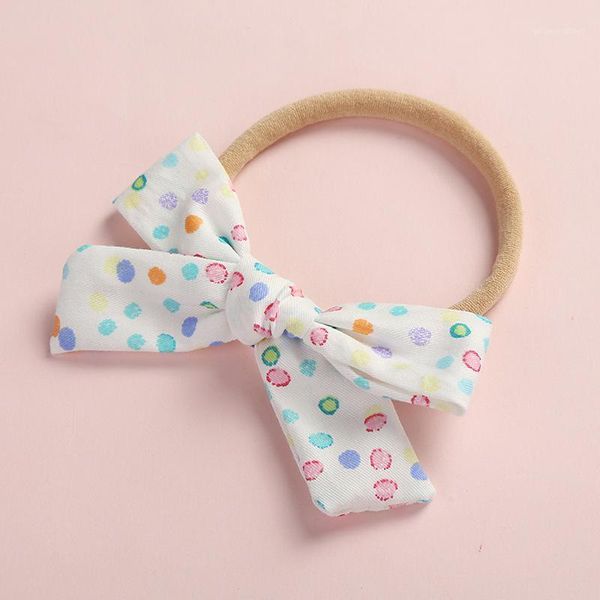 

pretty cotton printed bow children's hair band super soft nylon seamless headband baby cute headwear children's hair clip1, Slivery;white