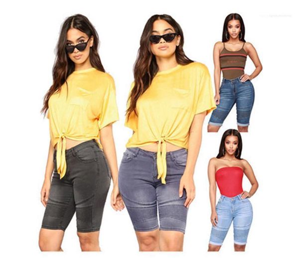 

urban leisure style womens clothing womens designer summer knee length jeans cuffs vintage skinny womens pants, Blue