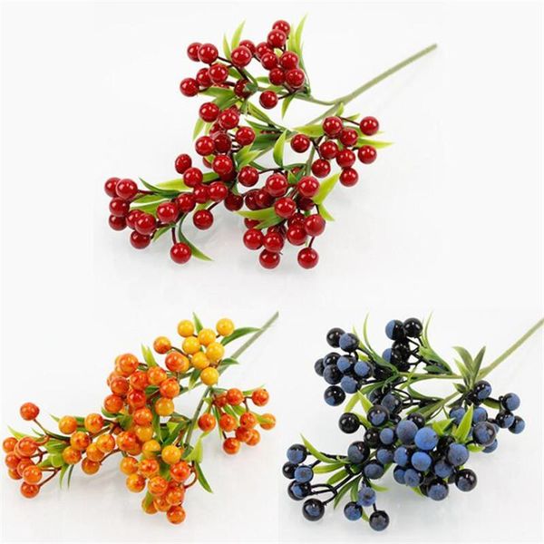 

decorative flowers & wreaths 10p fake short stem berry (3 stems/piece) 13.77" length simulation faom blueberry for wedding home artific