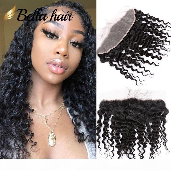 

13x4 deep wave hd lace frontal closure virgin hair ear to ear frontal with baby hair brazilian peruvian indian bleached knots bella hair, Black;brown