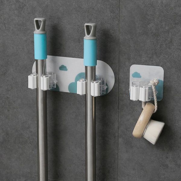 

household pvc cloud pattern seamless paste mop clip bathroom kitchen living room multi-purpose paste hook broom mop storage clip