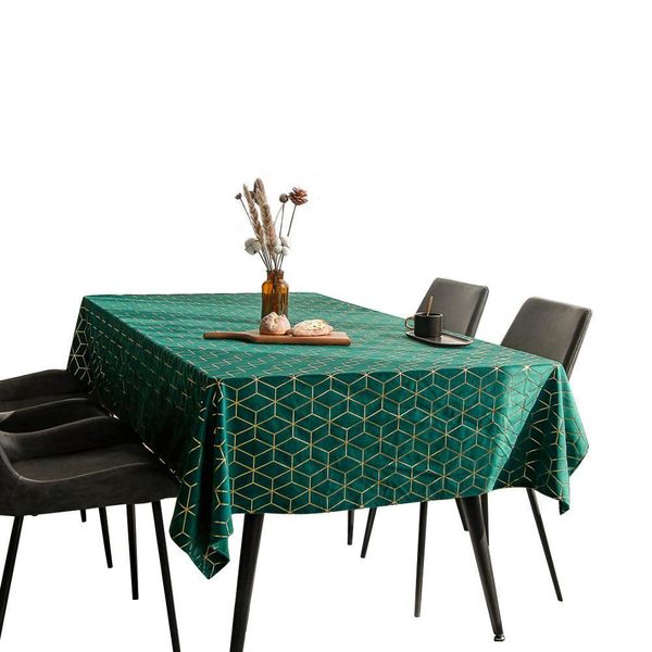 Fábrica venda quente estilo nórdico casa decorativa de veludo impressão geométrica ouro carimbar mesa lj201223