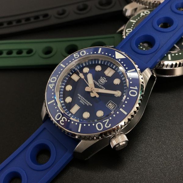 

профессиональные открытые подводные погружения часы 300 м водонепроницаемые макические механические часы 316l стальные часы мужские спорты п, Silver