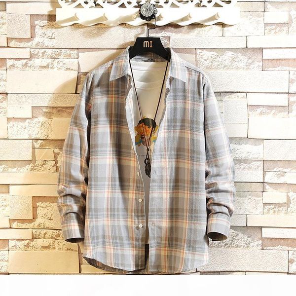 

men new fashion flannel plaid shirt slim fit casual long sleeve sanding shirt male harajuku streetwear shirts plus size, White;black